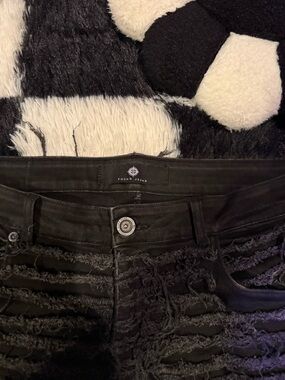 Focus Jeans Men's Black Distressed Denim Jeans